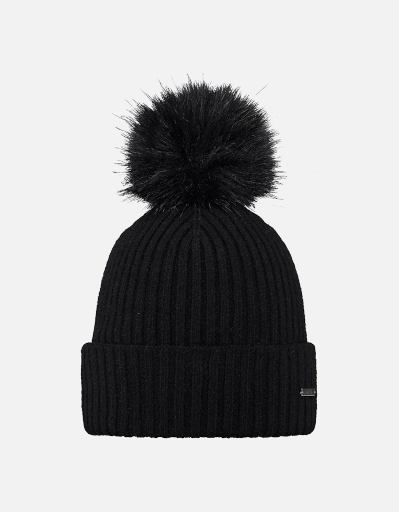 Womens Kenzie Soft Turnup Knitted Pom Pom Beanie Hat