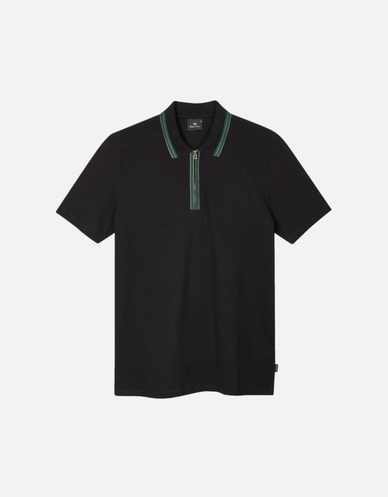 PS Reg Fit Half Zip Polo Shirt 79 BLACK