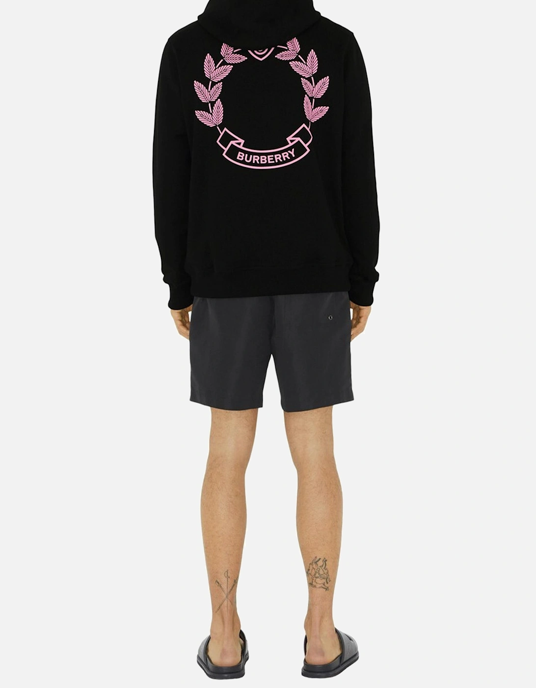 Pink Oak Leaf Crest Logo Hoodie in Black