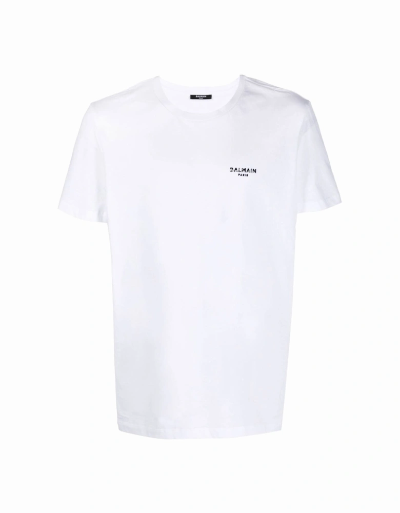 Small Logo Flock Printed T-Shirt in White