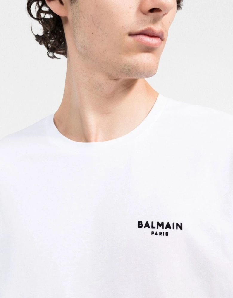 Small Logo Flock Printed T-Shirt in White