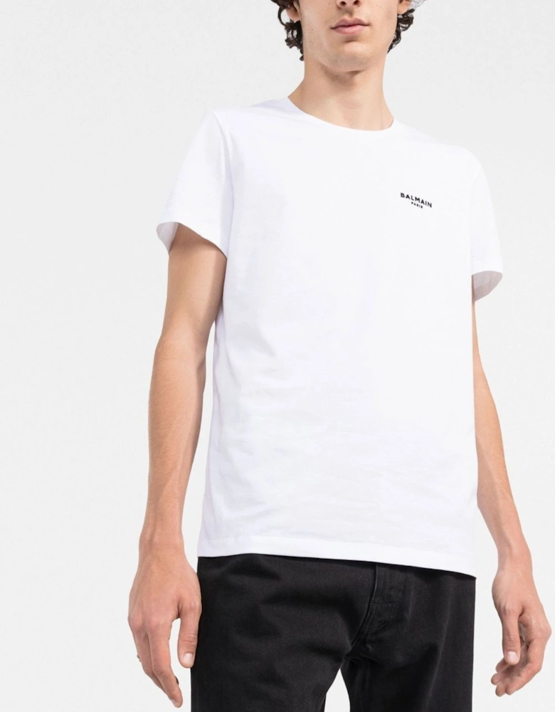 Small Logo Flock Printed T-Shirt in White