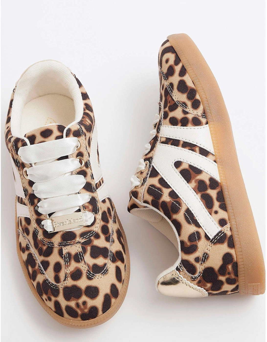 Girls Leopard Print Trainers - Brown