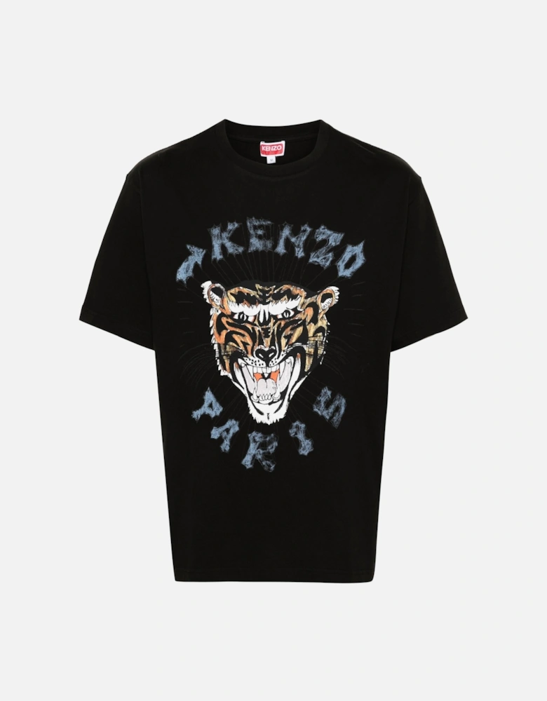 Drawn Tiger Printed T-Shirt in Black