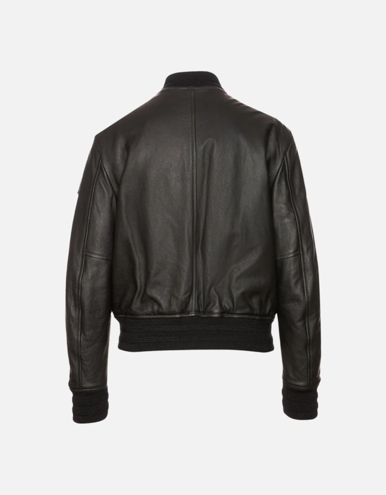 Willow Black Leather Bomber Jacket