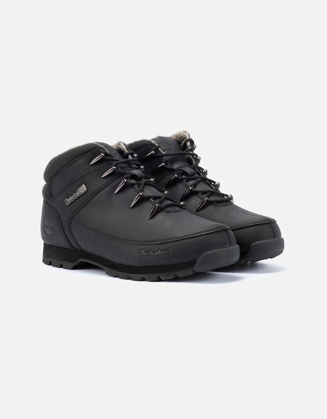 Euro Sprint Mid Lace Premium Leather Men's Black Boots, 9 of 8