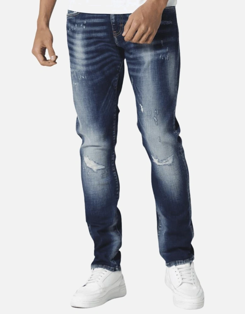 Todd 1022 Slim Fit Ripped Dark Wash Blue Jeans