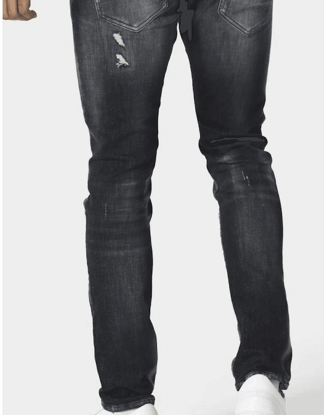 Todd 985 Slim Fit Ripped Black Wash Jeans