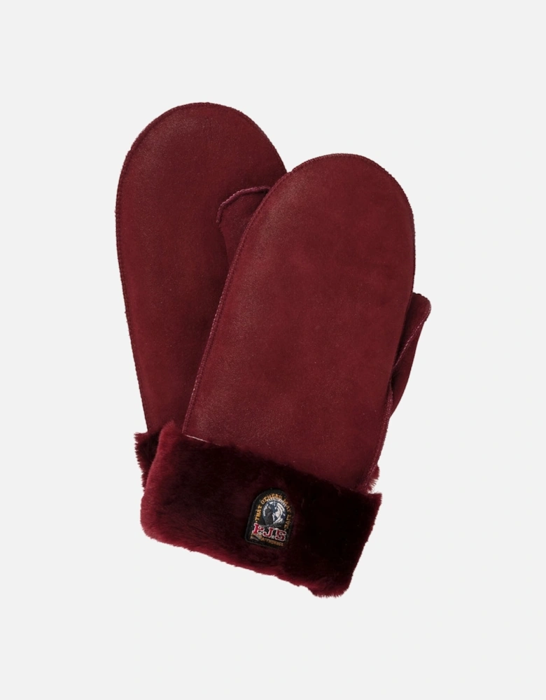 Shearling Mittens Red Gloves