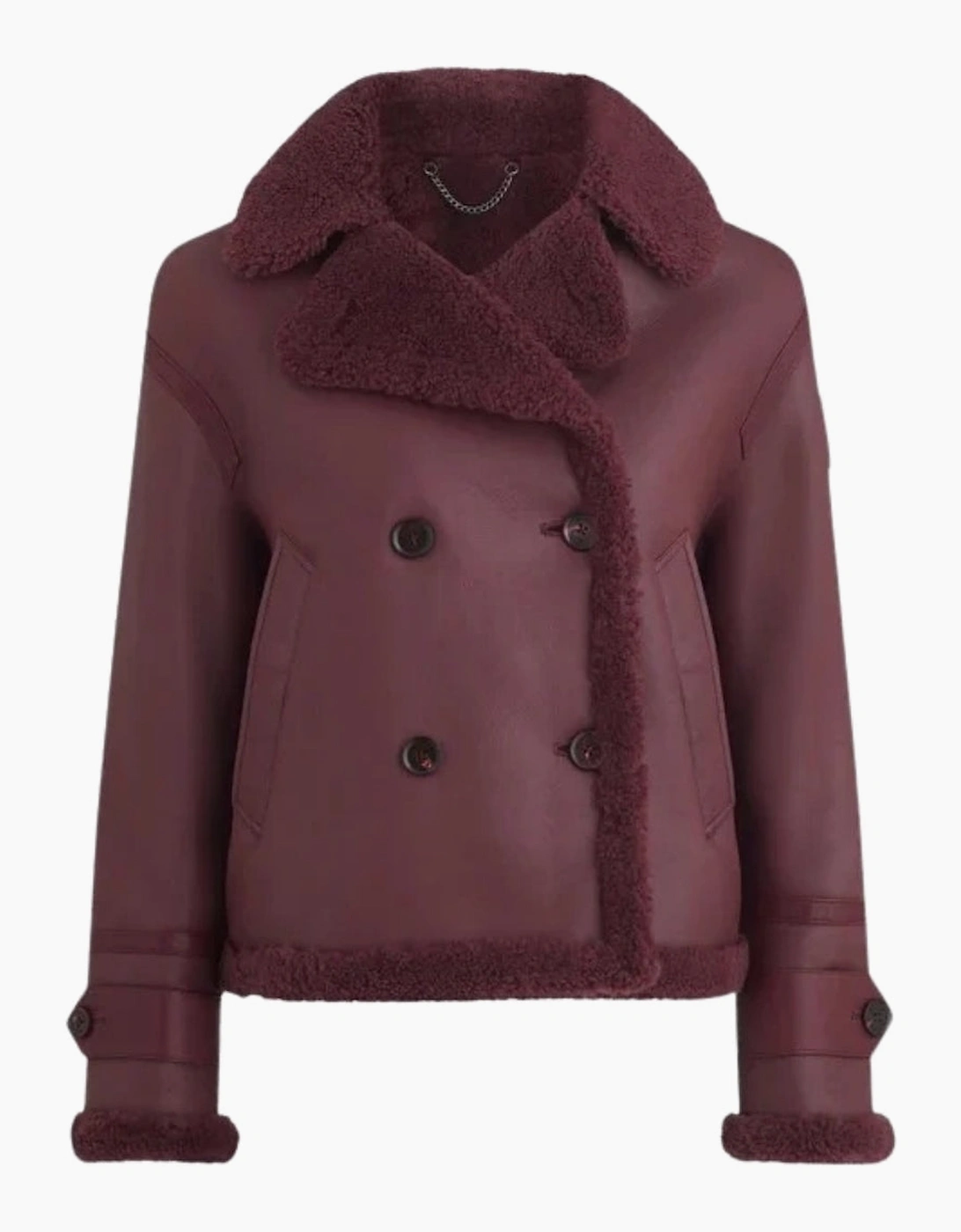 Women's Belstaff Cedar Redwood Burgundy Sherling Leather Jacket - Size: 14