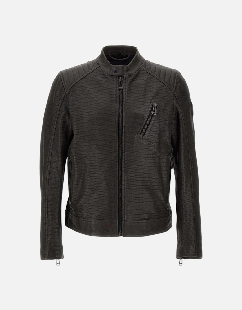 Racer Air Dark Grey Leather Jacket