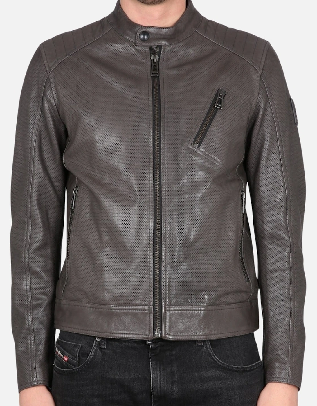 Racer Air Dark Grey Leather Jacket