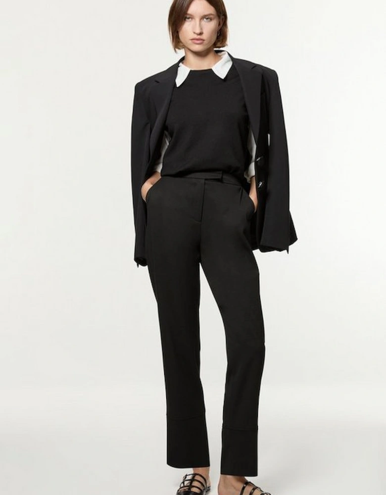 Technical Crepe Tailored Straight Turn Up Hem Trouser