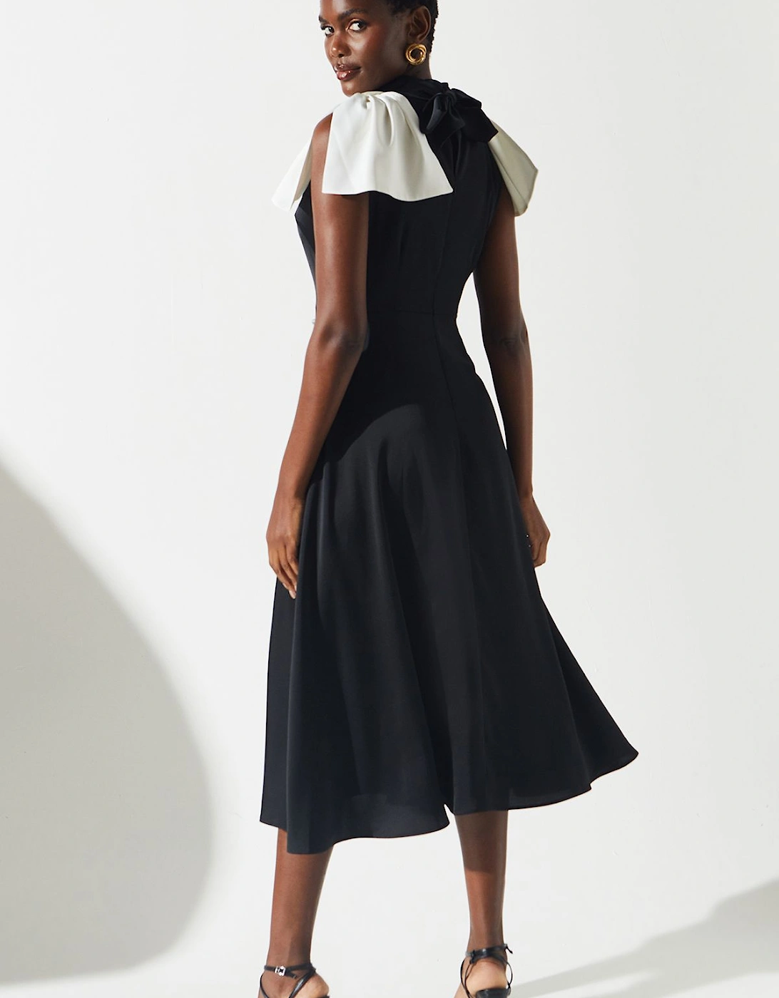 Crepe Bow Shoulder Dress