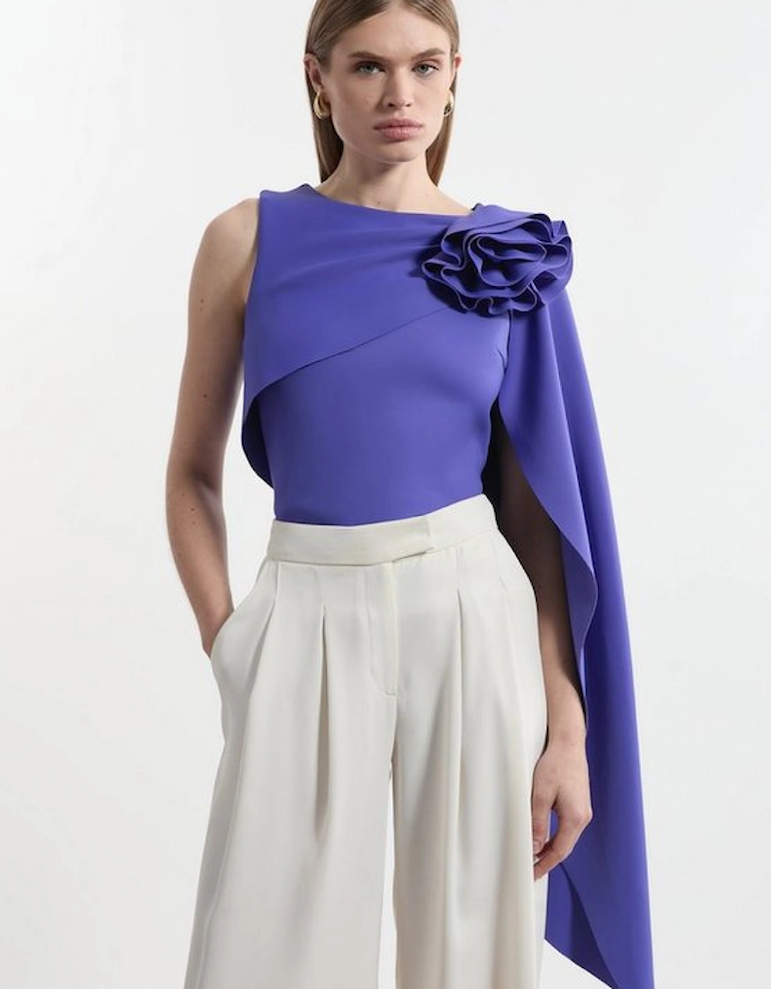 Tall Scuba Drama Ruffle Rosette Top, 4 of 3