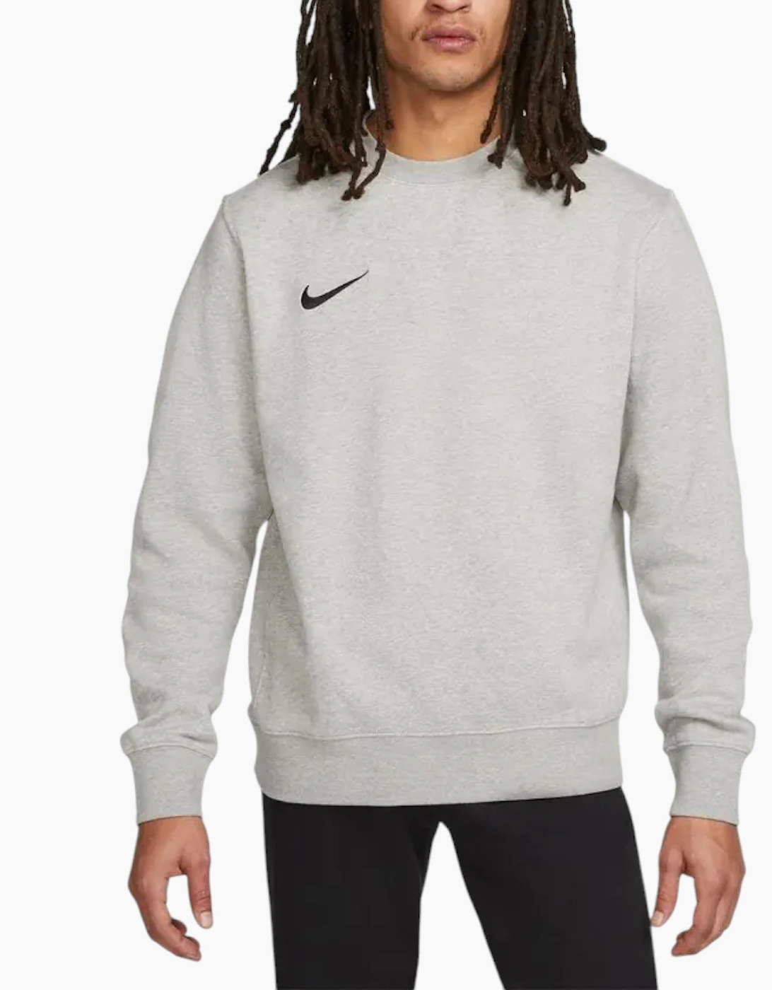 Men's Nike CW6902 Mens Fleece Sweatshirt Crew Neck Swoosh Park 20 Winter Pullover Top - Grey - Size: 34