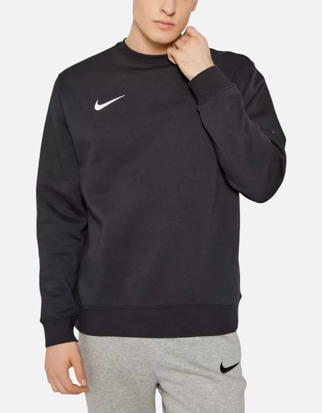 Nike Men's Black Cw6902 Fleece Sweatshirt Crew Neck Swoosh Park 20 Winter Pullover Top - : 40/Regular L