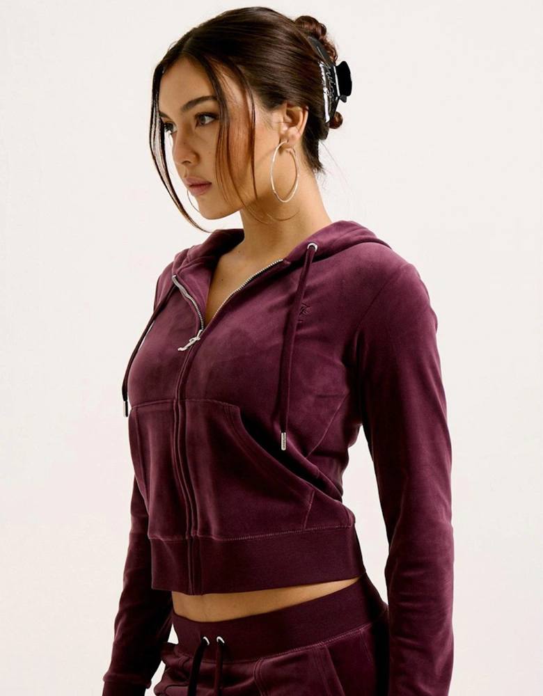 Classic Velour Fitted Hoodie With Tonal Jc Embroidery - Purple