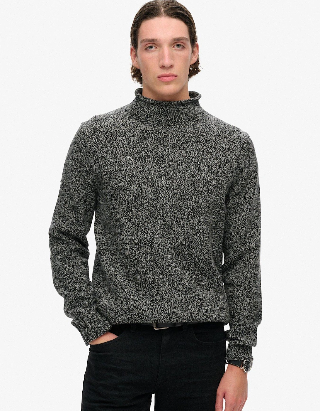 Mock Neck Knitted Jumper - Black, 6 of 5