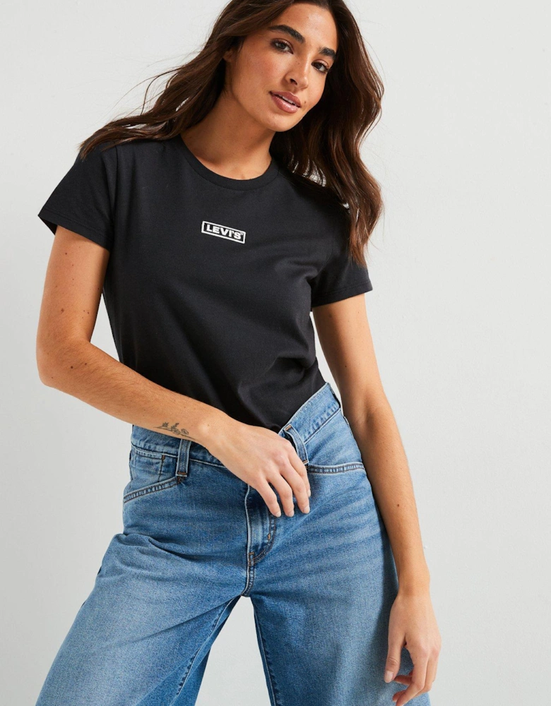 The Perfect T-Shirt - Box Tab Shine Caviar - Black