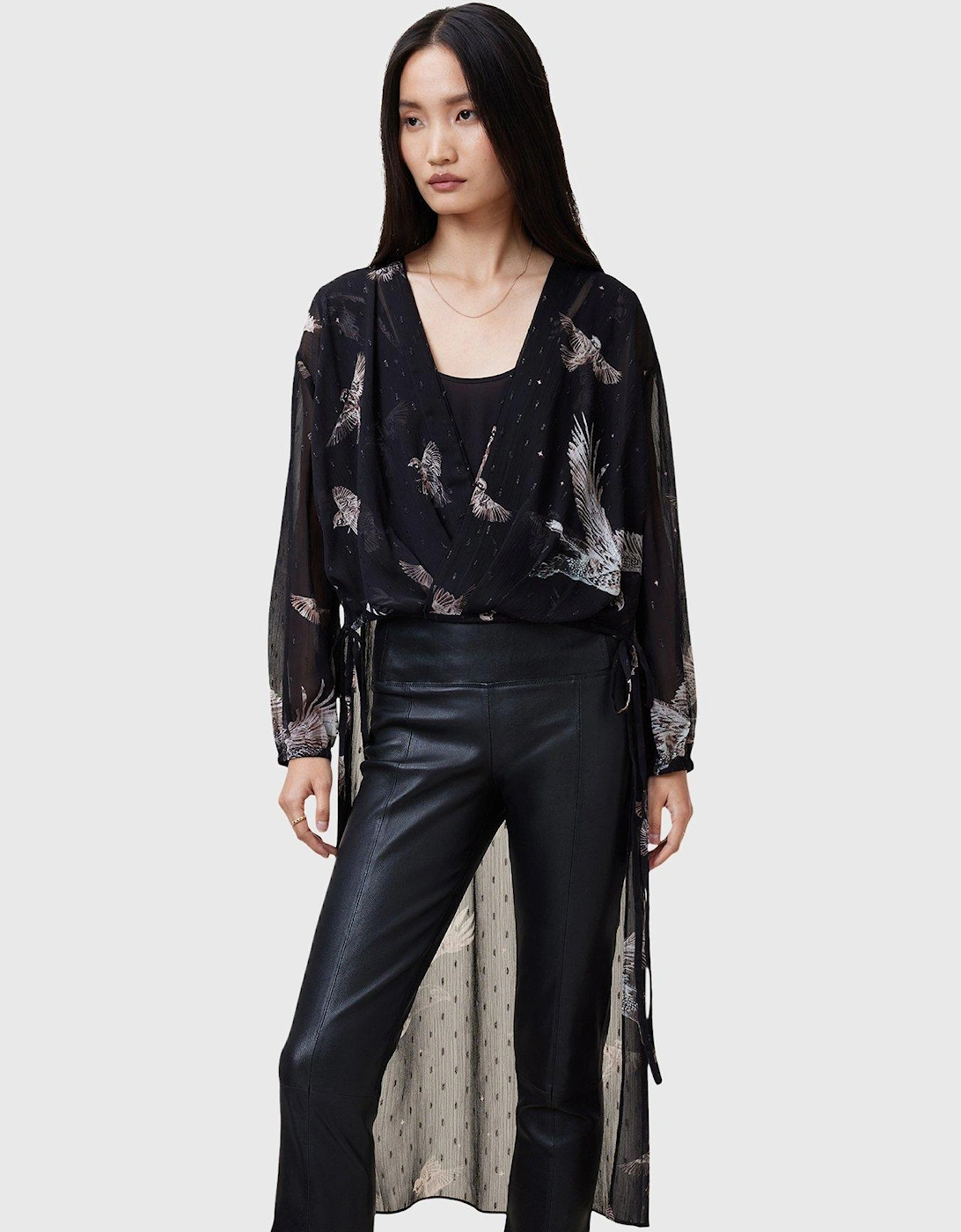 Avala Printed Draped Top - Black, 7 of 6