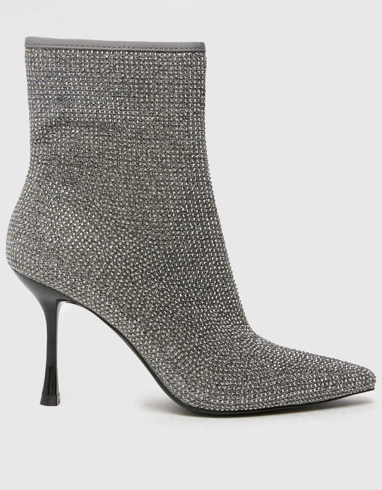 Brianna Embellished Ankle Boot - Silver