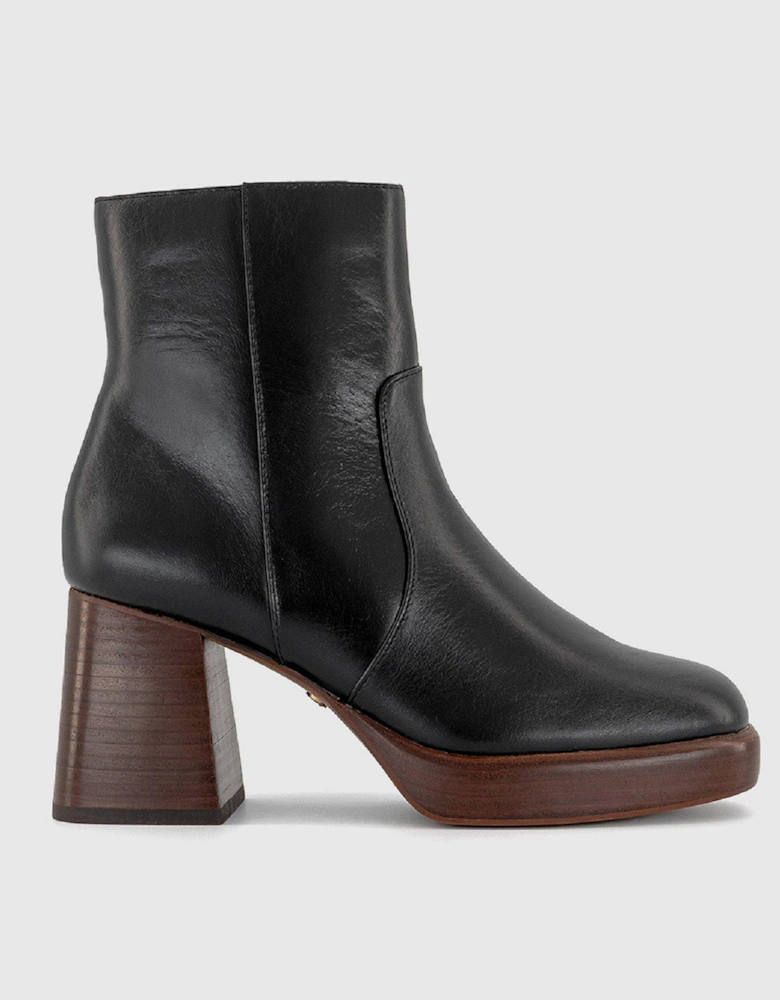 Asher - Heeled Platform Ankle Boot - Black