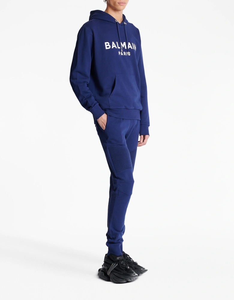 Paris Logo Printed Hoodie in Navy