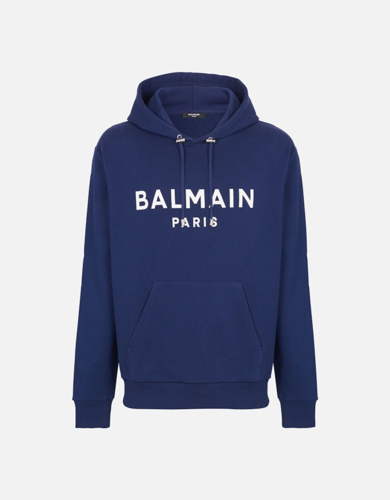 Paris Logo Printed Hoodie in Navy