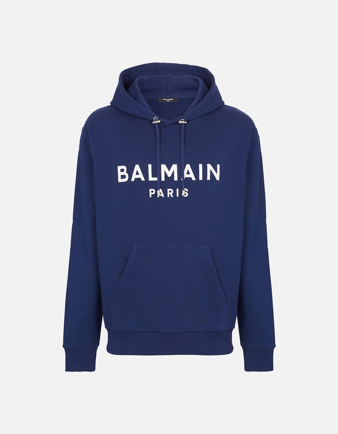 Balmain Men's Navy Paris Logo Printed Hoodie In  38 M