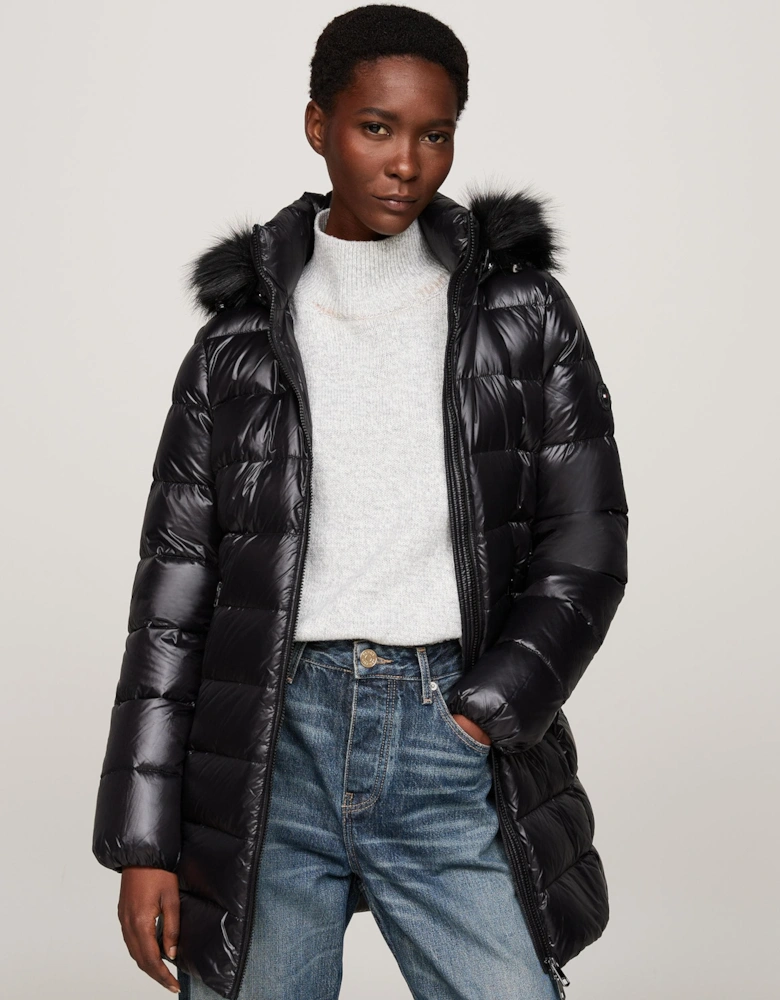 Tyra Gloss Long Down Faux Fur Womens Jacket