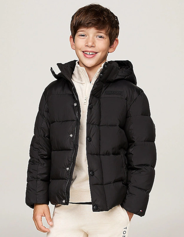 Kids Unisex Contrast Padded Jacket Black