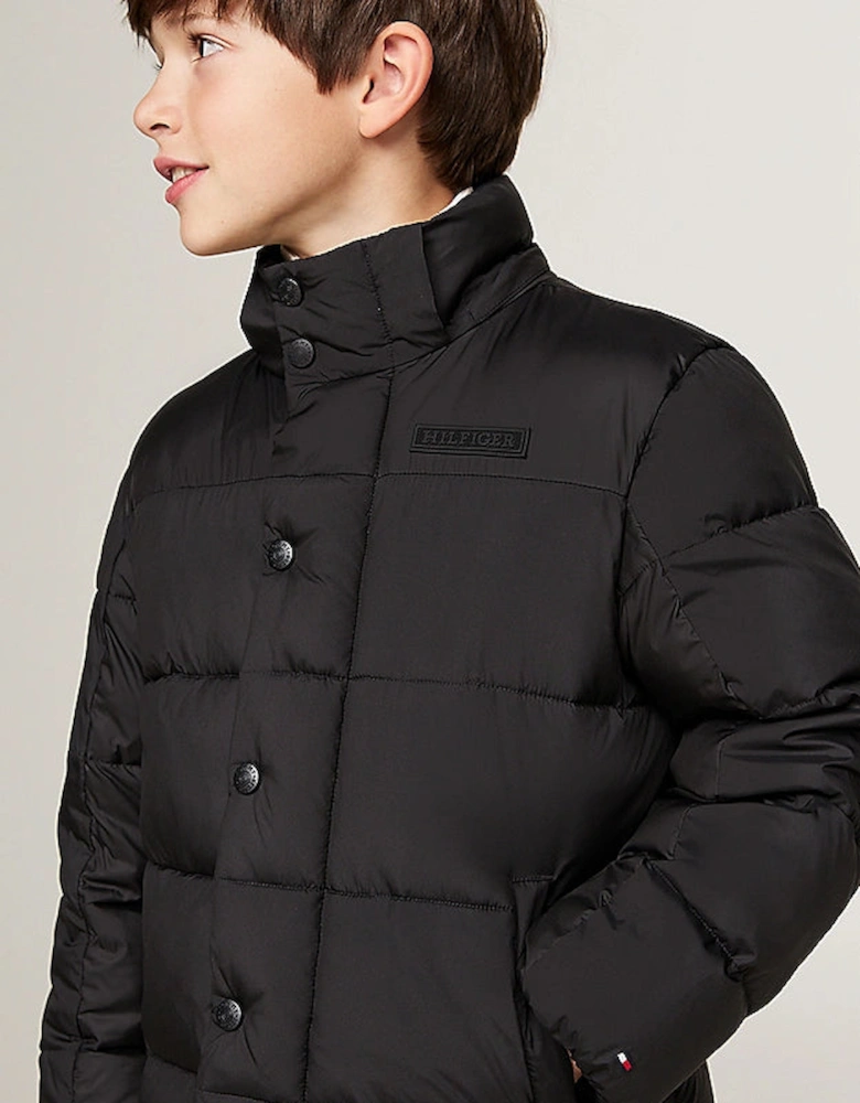 Kids Unisex Contrast Padded Jacket Black