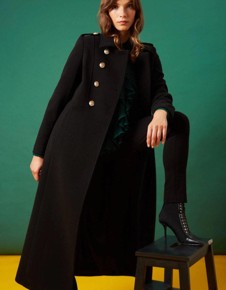 Long Military Black Coat