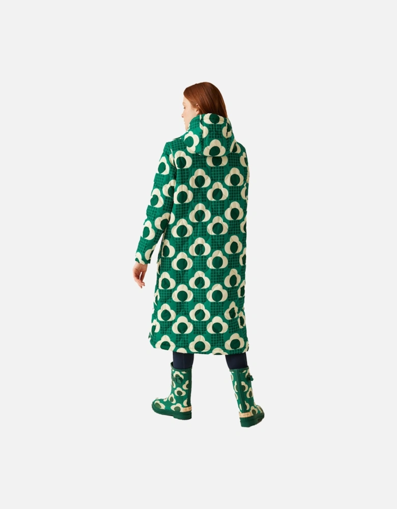 Womens/Ladies Orla Kiely Rain Cloud Quilted Long Length Padded Jacket