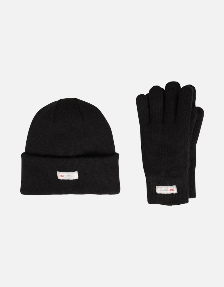 Mens Thinsulate Fleece Beanie & Gloves Set