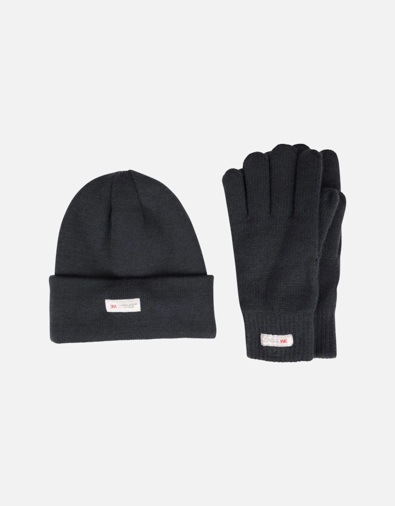 Mens Thinsulate Fleece Beanie & Gloves Set