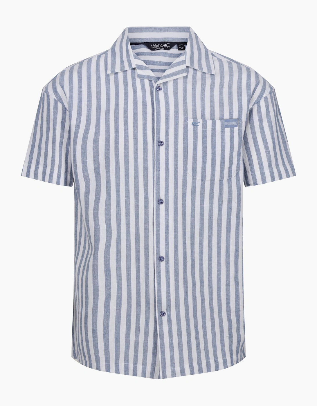 Regatta Men's White Shorebay Ii Stripe Short-Sleeved Shirt - Size Regular/36