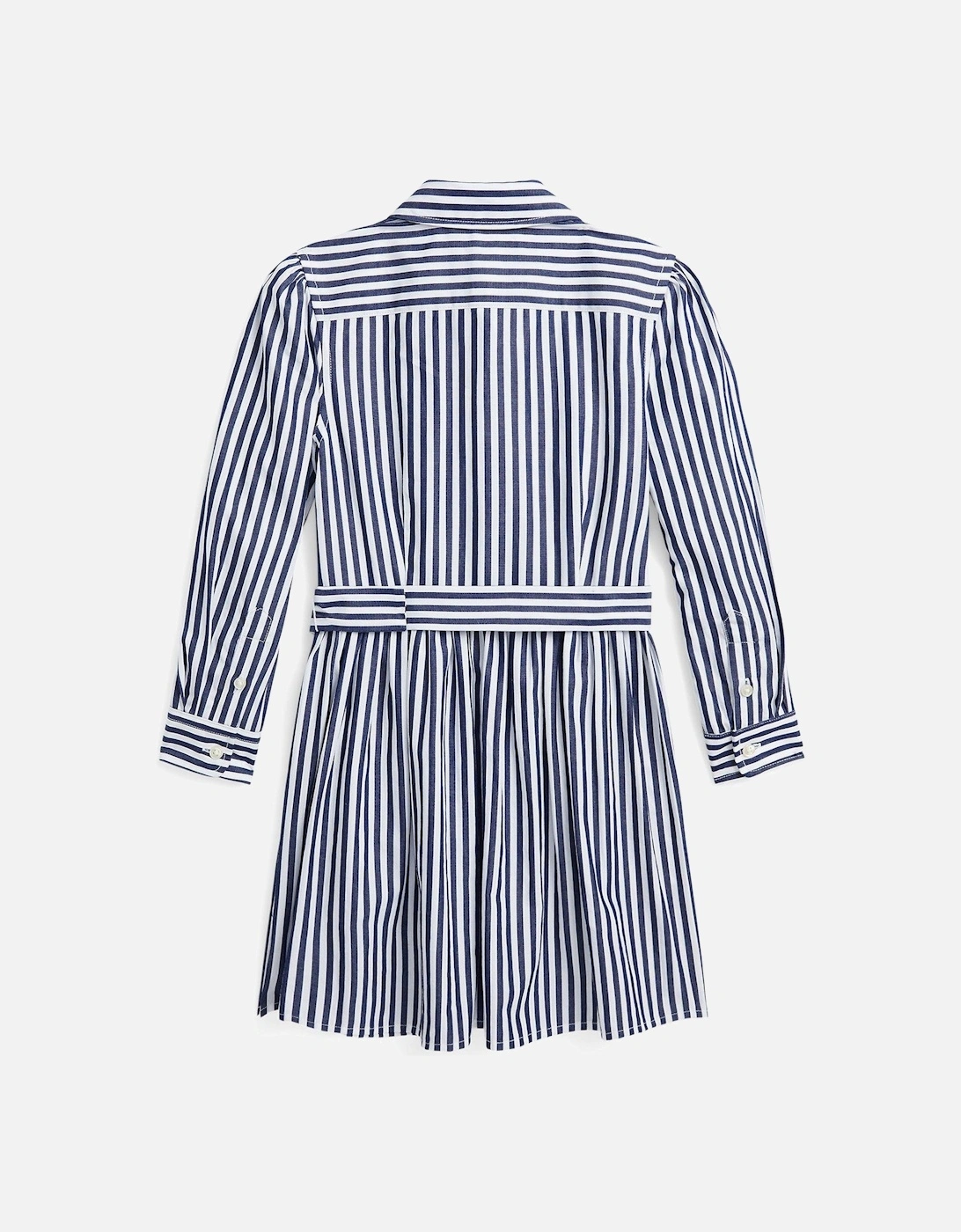 Girls Stripe Shirt Dress - Newport Navy/white