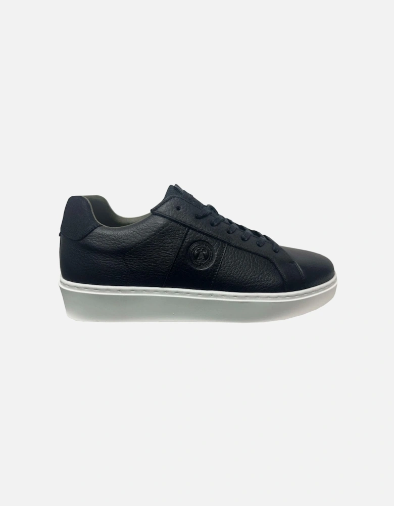 Men's Black Leather Pointing Trainers