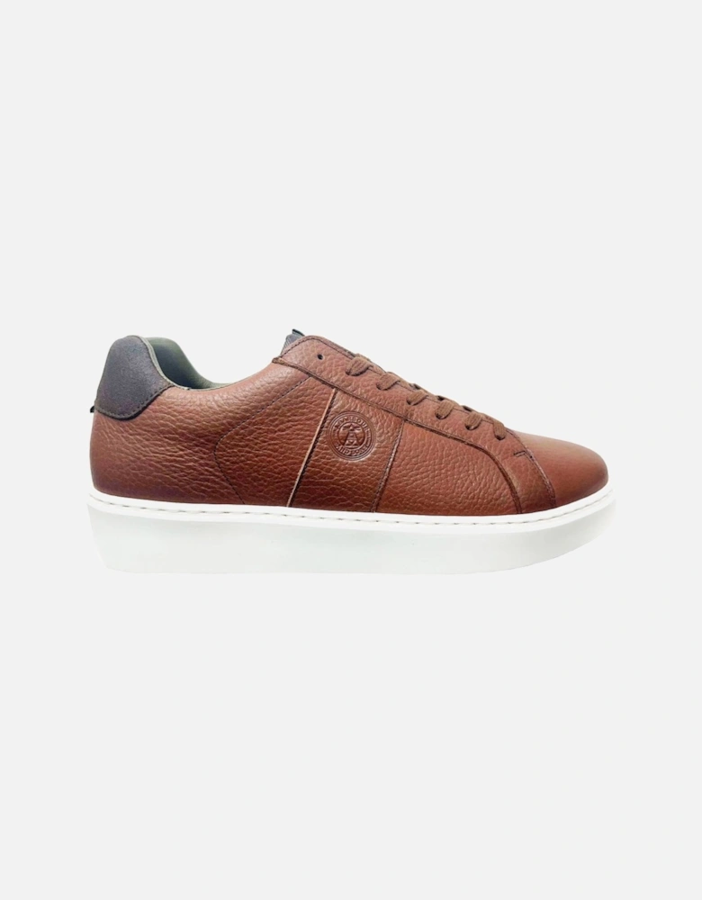 Men's Dark Tan Leather Pointing Trainers