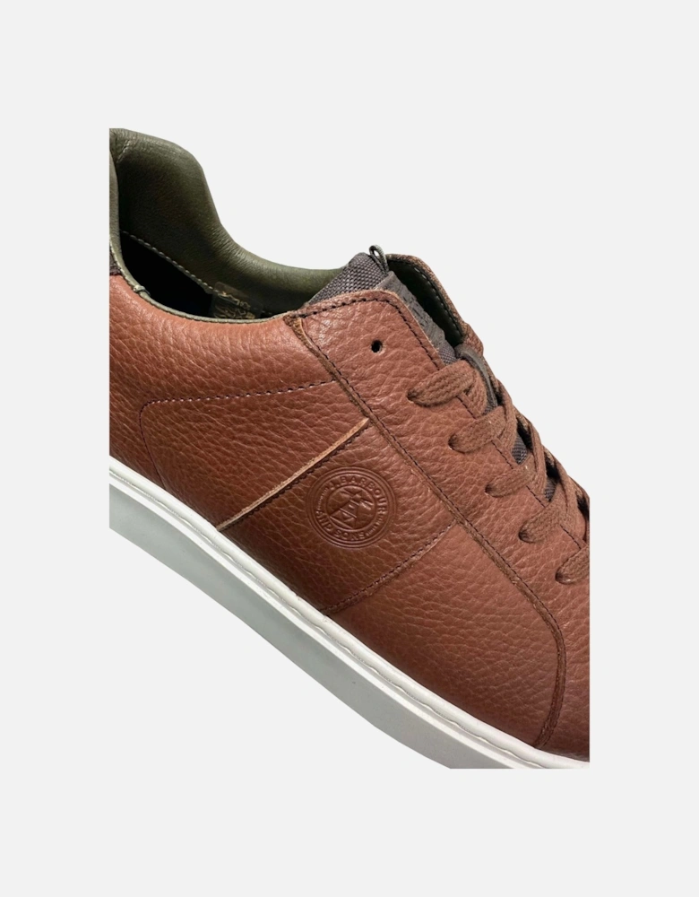 Men's Dark Tan Leather Pointing Trainers