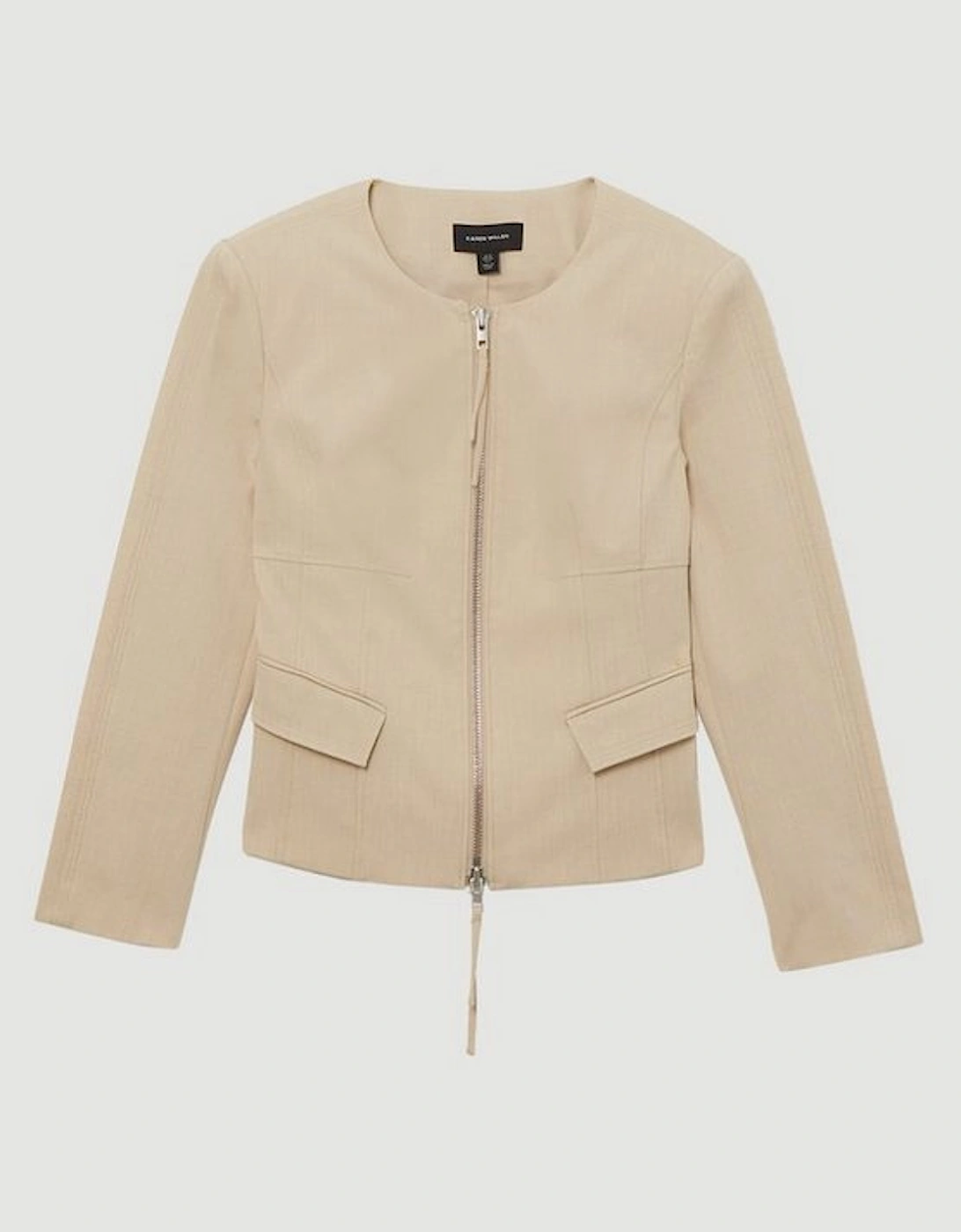 Tailored Viscose Zip Through Multi Stitch Jacket