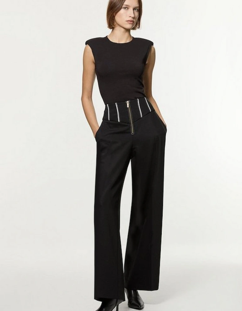 Tailored Stitch Detail Straight Leg Trouser