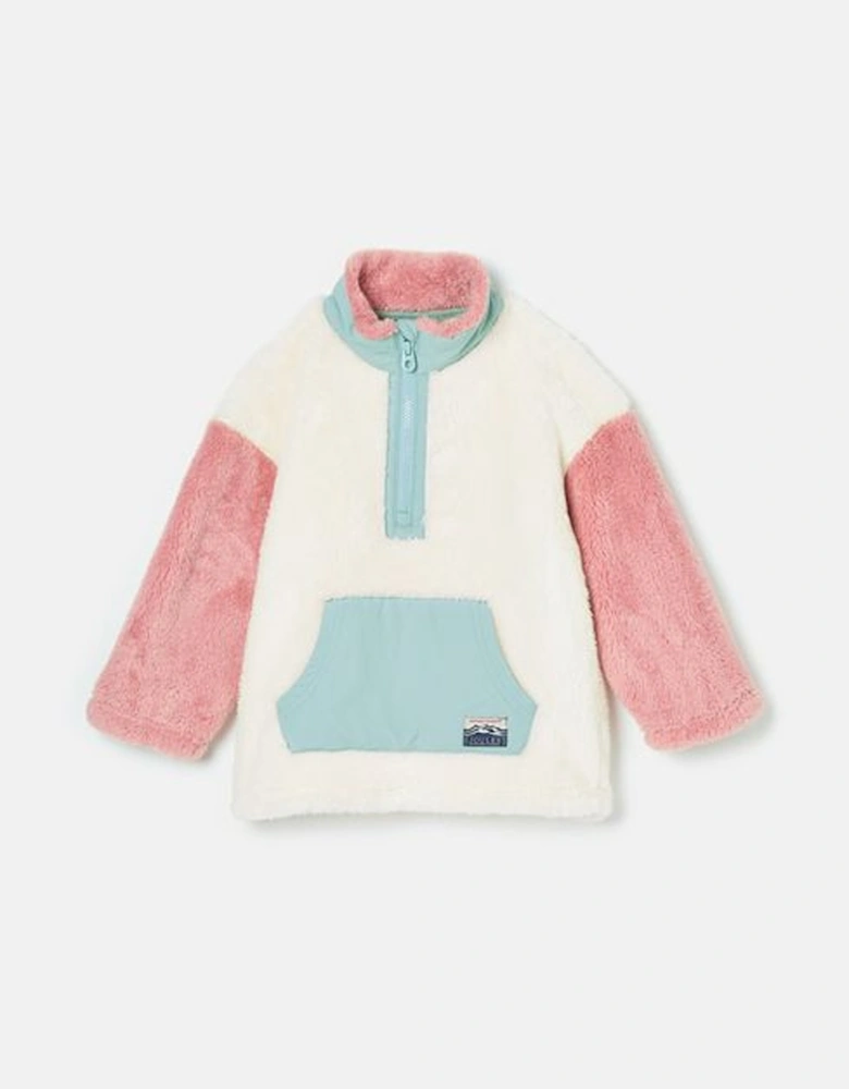 Girl's Always Cosy Half Zip Fleece Cream Colourblock