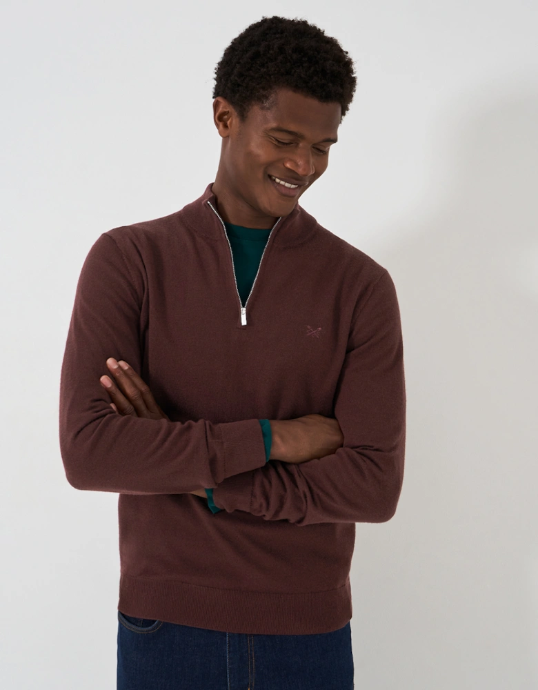 Men's Merino Half Zip Jumper Heritage Burgundy