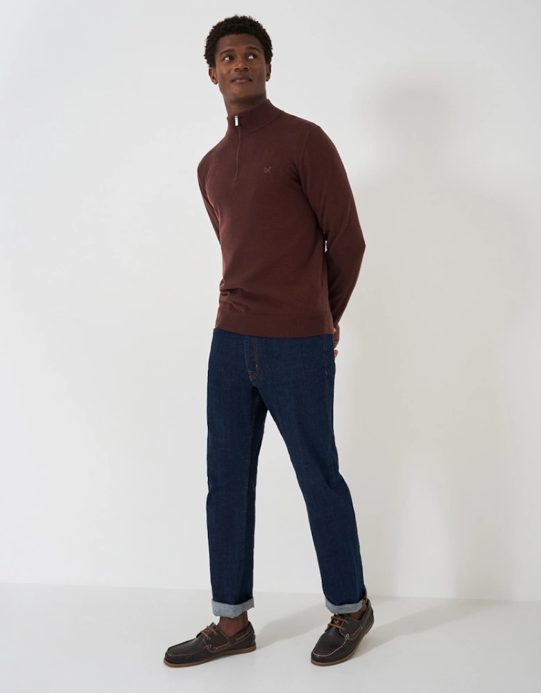 Men's Merino Half Zip Jumper Heritage Burgundy