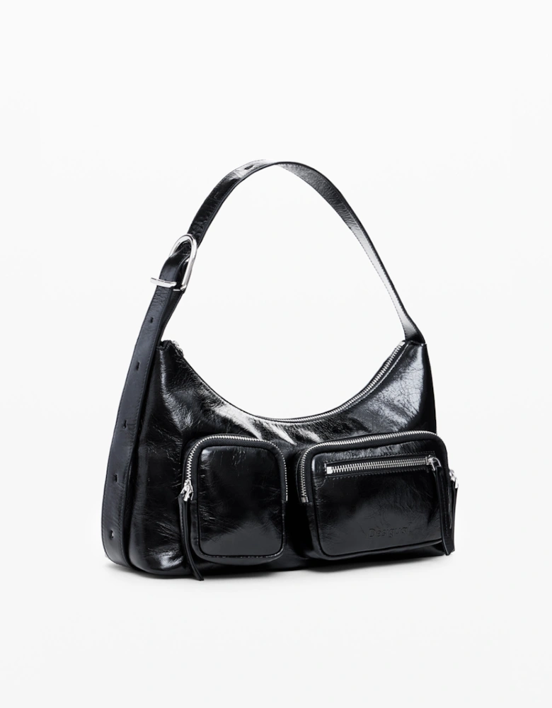 Leather Bag with Pockets Black