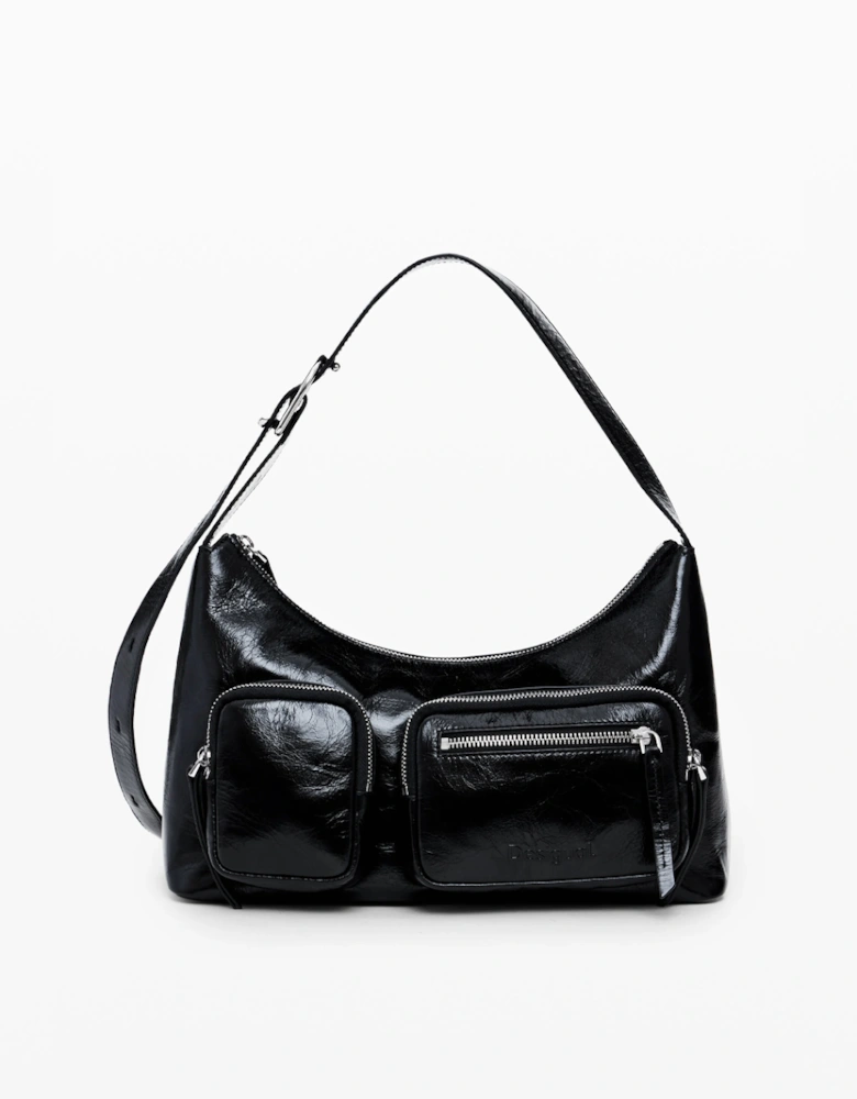 Leather Bag with Pockets Black