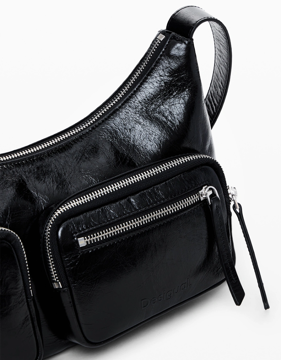 Leather Bag with Pockets Black